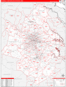 Richmond Metro Area Wall Map Red Line Style