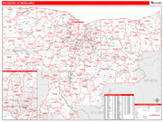 Rochester Metro Area Wall Map Red Line Style