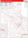 Saginaw Metro Area Wall Map Red Line Style
