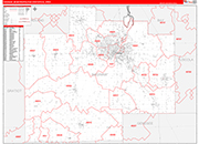 Saginaw Metro Area Wall Map Red Line Style