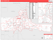 Salem Metro Area Wall Map Red Line Style