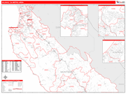 Salinas Metro Area Wall Map Red Line Style