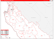 Salinas Metro Area Wall Map Red Line Style