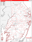Salisbury Metro Area Wall Map Red Line Style
