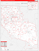 Spartanburg Metro Area Wall Map Red Line Style