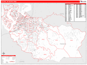 Tacoma Metro Area Wall Map Red Line Style