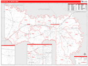 Texarkana Metro Area Wall Map Red Line Style