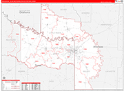 Texarkana Metro Area Wall Map Red Line Style