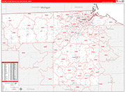 Toledo Metro Area Wall Map Red Line Style