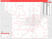 Topeka Metro Area Wall Map Red Line Style