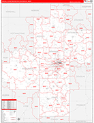 Topeka Metro Area Wall Map Red Line Style