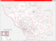 Trenton Metro Area Wall Map Red Line Style
