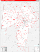 Tuscaloosa Metro Area Wall Map Red Line Style