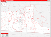 Valdosta Metro Area Wall Map Red Line Style