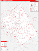 Waco Metro Area Wall Map Red Line Style