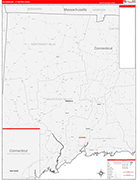 Waterbury Metro Area Wall Map Red Line Style