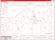 Wausau Metro Area Wall Map Red Line Style