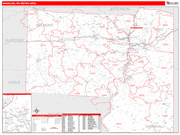 Wheeling Metro Area Wall Map Red Line Style