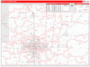 Wichita Metro Area Wall Map Red Line Style