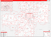Wichita Metro Area Wall Map Red Line Style