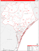Wilmington Metro Area Wall Map Red Line Style