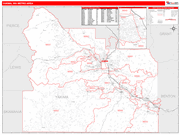Yakima Metro Area Wall Map Red Line Style