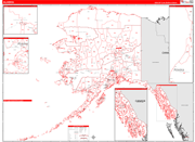 Alaska  Map Red Line Style