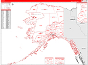 Alaska  Wall Map Red Line Style