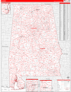 Alabama  Map Red Line Style