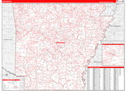 Arkansas  Map Red Line Style