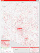 Arizona  Map Red Line Style