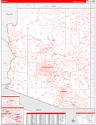 Arizona  Map Red Line Style