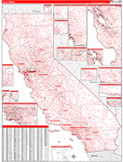 California  Map Red Line Style
