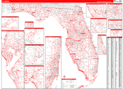 Florida  Map Red Line Style