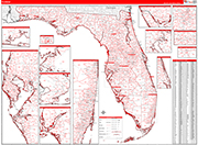 Florida  Map Red Line Style