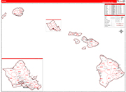 Hawaii  Map Red Line Style