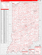 Indiana  Map Red Line Style