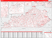 Kentucky  Map Red Line Style