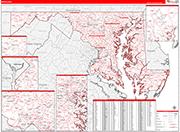 Maryland  Map Red Line Style