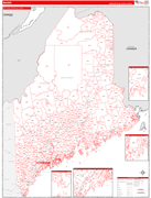 Maine  Map Red Line Style