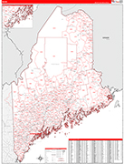 Maine  Map Red Line Style