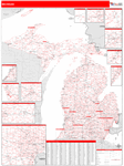 Michigan  Map Red Line Style