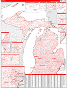 Michigan  Map Red Line Style