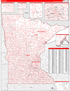 Minnesota  Map Red Line Style