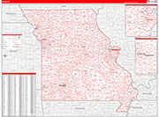 Missouri  Map Red Line Style