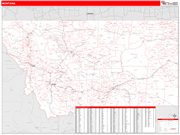 Montana  Map Red Line Style