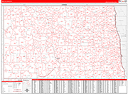 North Dakota  Map Red Line Style