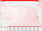 Nebraska  Map Red Line Style