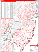 New Jersey  Map Red Line Style
