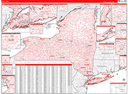 New York  Map Red Line Style